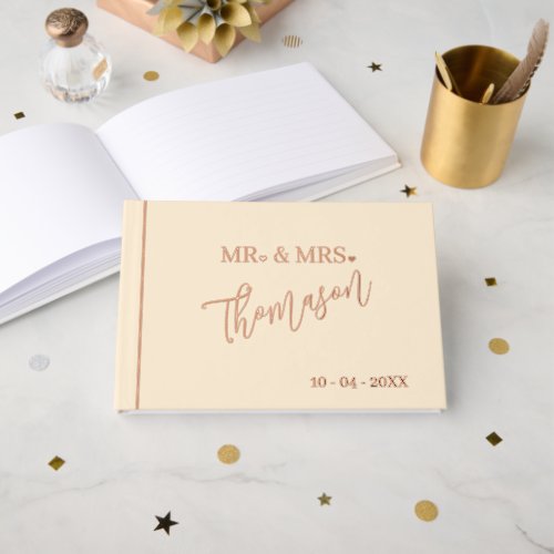 Mr and Mrs Wedding Day Date Gold Foil Foil Guest Book