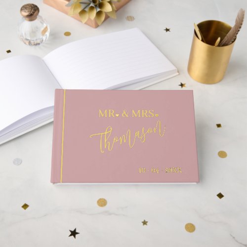 Mr and Mrs Wedding Day Date Gold Foil Foil Guest Book