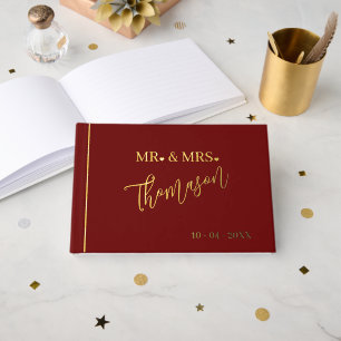 Mr and Mrs Wedding Day Date Gold Foil Guest Book