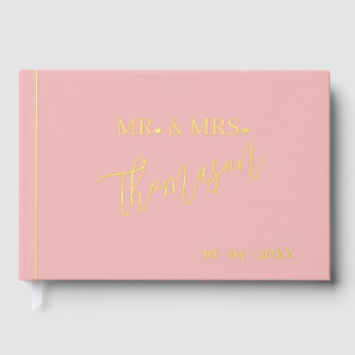 Mr and Mrs Wedding Day Date Gold Foil Guest Book