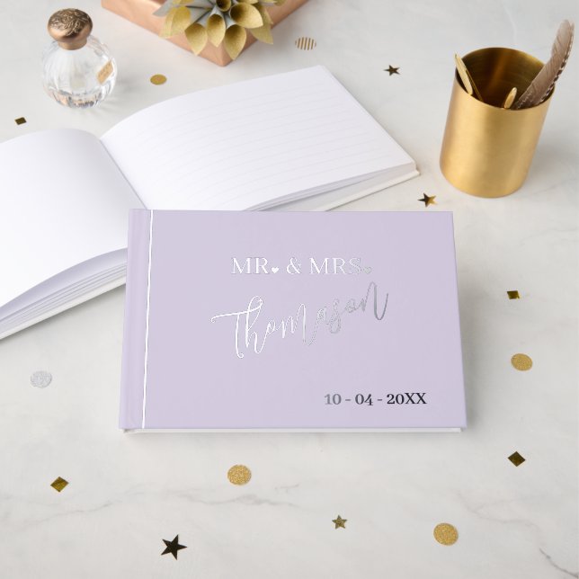 Mr and Mrs Wedding Day Date Gold Foil Guest Book (Front Open)