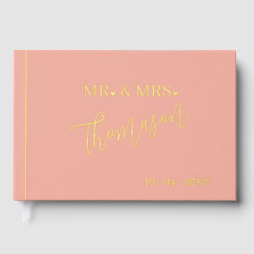 Mr and Mrs Wedding Day Date Gold Foil Guest Book