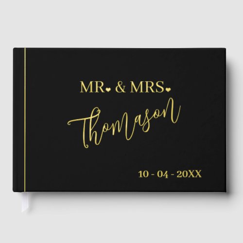 Mr and Mrs Wedding Day Date Gold Foil Guest Book