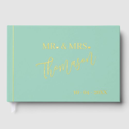 Mr and Mrs Wedding Day Date Gold Foil Guest Book