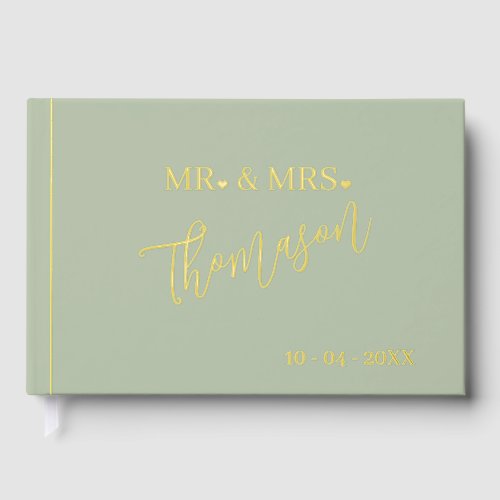 Mr and Mrs Wedding Day Date Gold Foil Guest Book