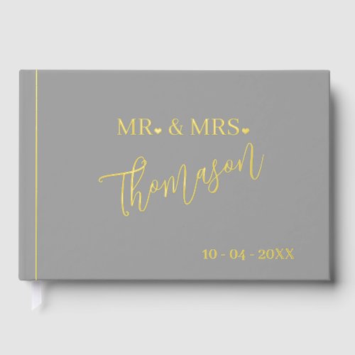 Mr and Mrs Wedding Day Date Gold Foil Guest Book