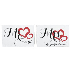 Mr and Mrs Wedding Design Bedroom Pillowcases