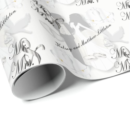 Mr and Mrs Wedding Design Wrapping Paper