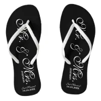 Mr and Mrs wedding flip flops for bride and groom Zazzle