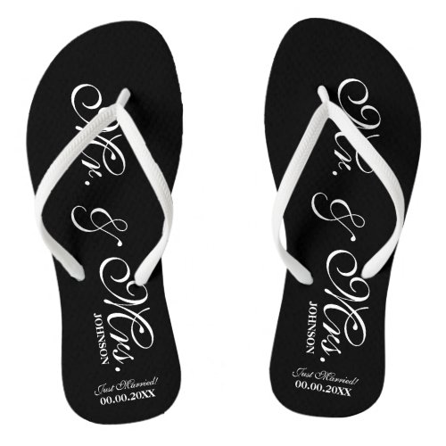 Mr and Mrs wedding flip flops for bride and groom