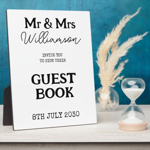 Mr And Mrs Wedding Guest Book Sign  Plaque
