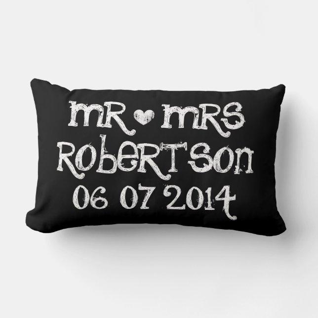 Mr and Mrs wedding lumbar pillow for newly weds (Front)