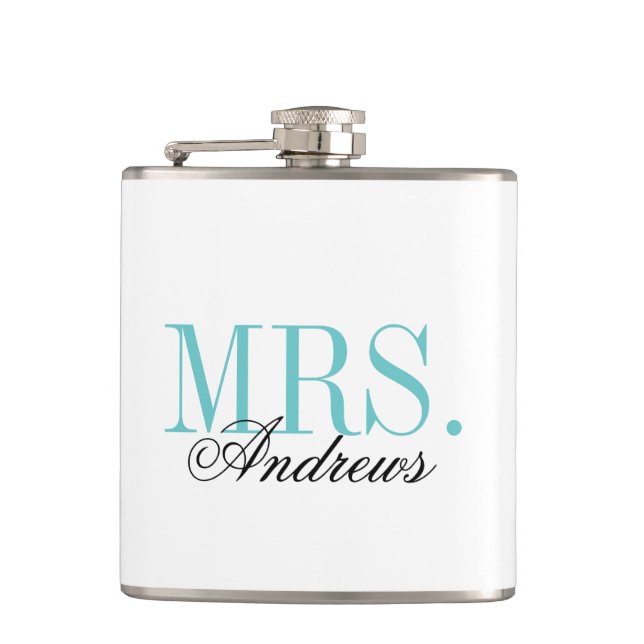 Mr. and Mrs. Wedding Monogram Flask (Front)