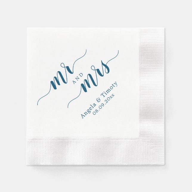 Mr and Mrs wedding Napkins (Front)