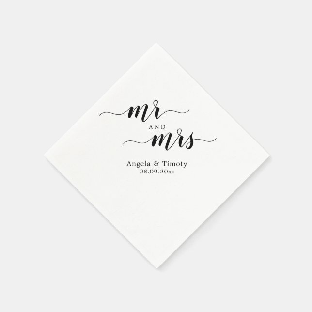 Mr and Mrs wedding Napkins (Corner)