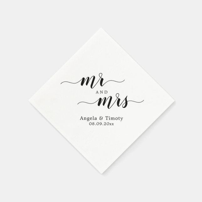 Mr and Mrs wedding Napkins (Corner)