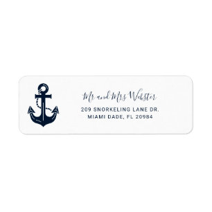 Mr and Mrs Wedding Nautical Anchor Address Label