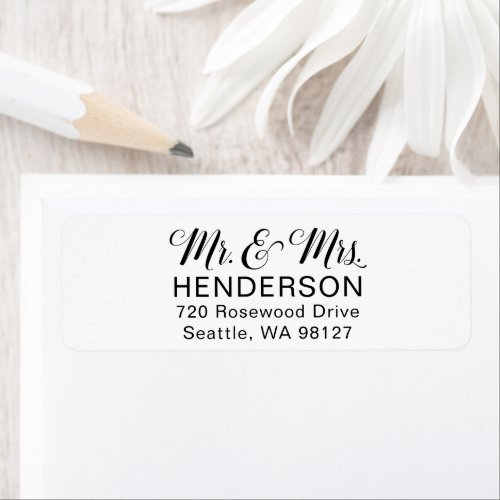 Mr and Mrs Wedding Newlywed Return Address Label