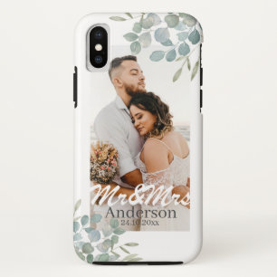 Mr and Mrs Wedding Photo Name iPhone X Case