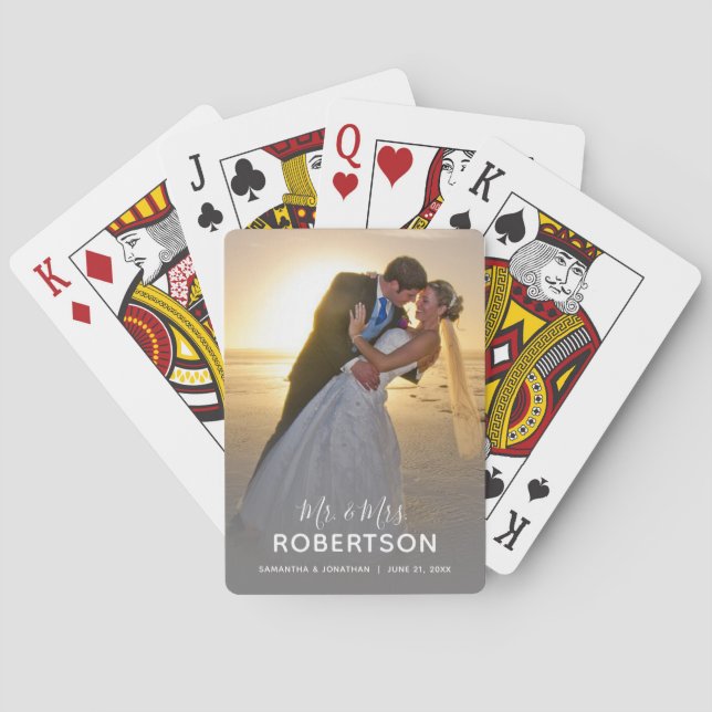 Mr. and Mrs. Wedding Photo Poker Cards (Back)