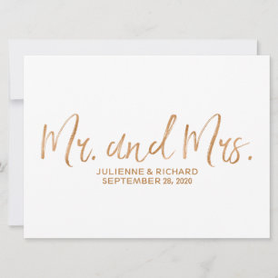 "Mr. and Mrs." Wedding Sign   Stylish Copper