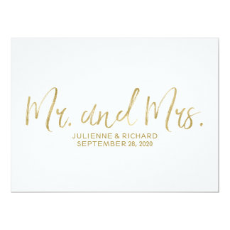 "Mr. and Mrs." Wedding Sign | Stylish Golden Card