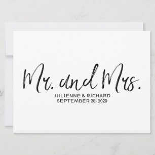"Mr. and Mrs." Wedding Sign Stylish Lettered
