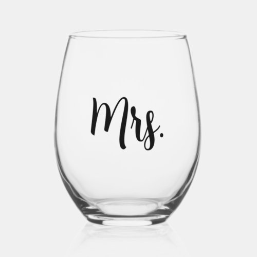 Mr and Mrs Wedding Stemless Wine Glass