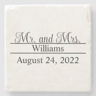 Mr. and Mrs. Wedding Stone Coaster