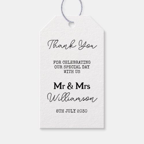 Mr And Mrs Wedding Thank You Black And White  Gift Tags