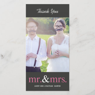 MR. AND MRS. Wedding Thank You Cards - Grey