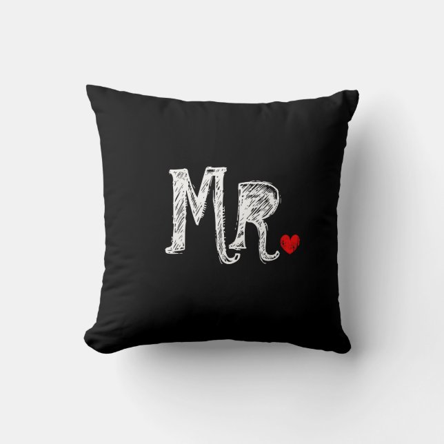 Mr and Mrs wedding throw pillow for newly weds (Front)