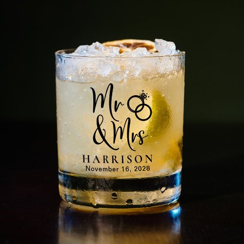 Mr And Mrs Wedding  Whiskey Glass