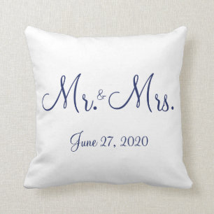 Mr. and Mrs. White Nautical Wedding Pillows