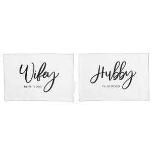 Mr and Mrs Wifey and Hubby Couple Pillowcases