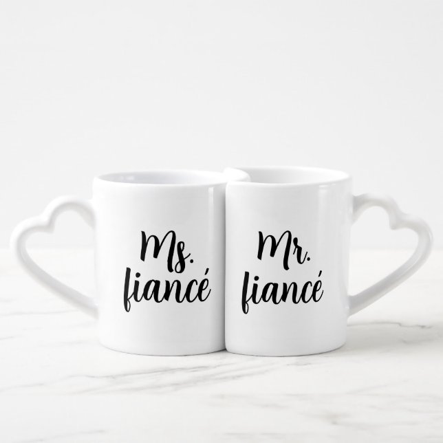 Mr. and Ms. Fiancé Coffee Mug Set  (Front Nesting)