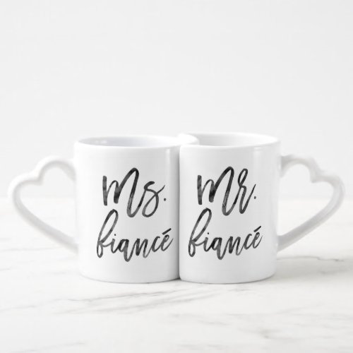 Mr and Ms Fianc Inky Trendy Lettering Coffee Mug Set