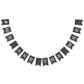 Mr and The Mrs Wedding Hashtag Party Flags
