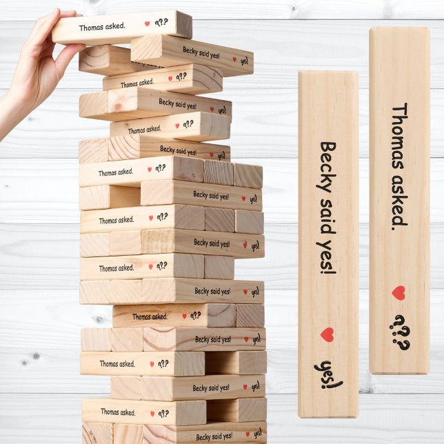 Mr asked, Mrs said yes! Simple Funny Wedding Topple Tower (Creator Uploaded)