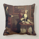 Mr. B. finds Pamela writing, illustration from Ric Throw Pillow<br><div class="desc">Image:26917  Mr. B. finds Pamela writing,  illustration from Richardson's  'Pamela'. Highmore,  Joseph (1692-1780). Victoria & Albert Museum,  London,  UK.  Art,  Fine Art.</div>