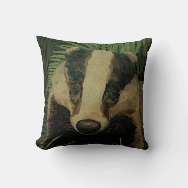 Mr. Badger Throw Pillow (Front)