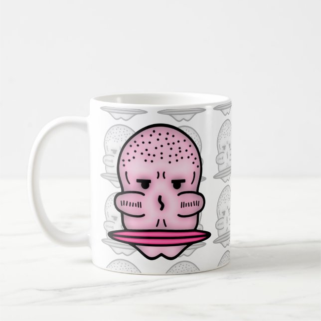 Mr Big Cheekbones Big Mouth Weird Cartoon Face Coffee Mug (Left)