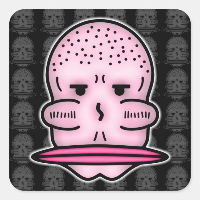 Mr Big Cheekbones Big Mouth Weird Cartoon Face Square Sticker (Front)