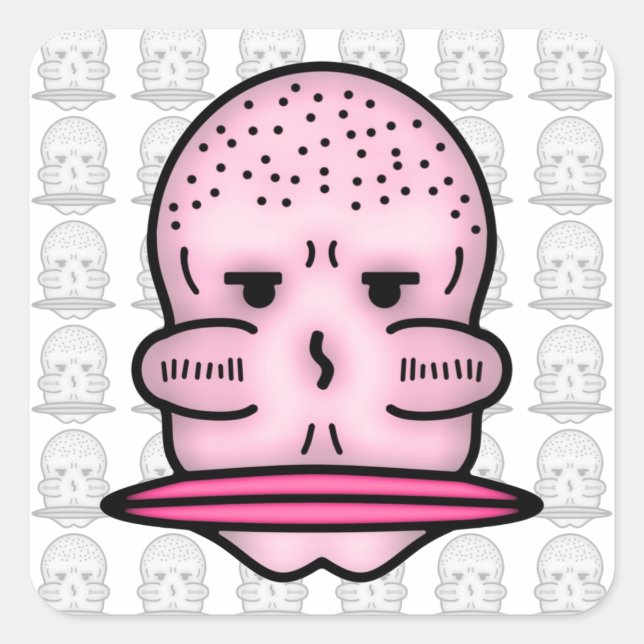 Mr Big Cheekbones Big Mouth Weird Cartoon Face Square Sticker (Front)