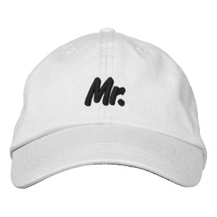 Mr. black and white cute chic embroidered baseball cap