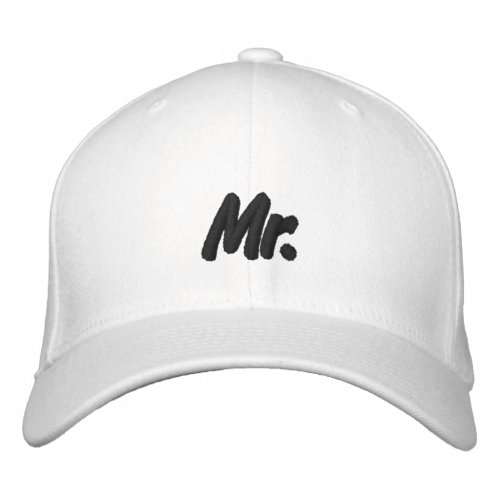 Mr black and white cute chic embroidered baseball cap