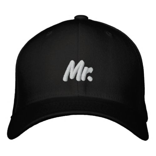 Mr black and white modern cute embroidered baseball cap