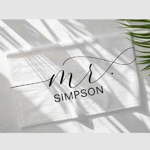 Mr. Black And White Newlywed Bride Personalized Beach Towel