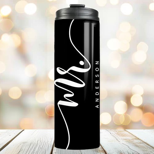 Mr Black And White Newlywed Groom Personalized Thermal Tumbler