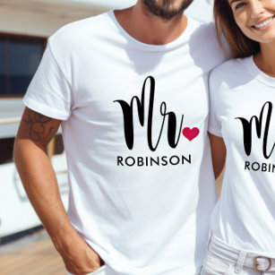 Mr Black Modern Script Custom Wedding Monogram T-Shirt